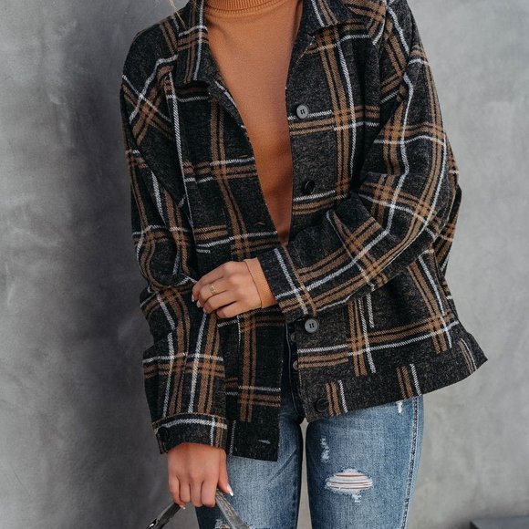 LAST ONE - AUGGIE POCKETED SOFT PLAID SHACKET - Picture 6 of 11